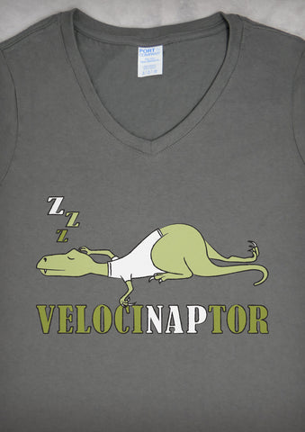 Velocinaptor – Women's Charcoal V-neck T-shirt