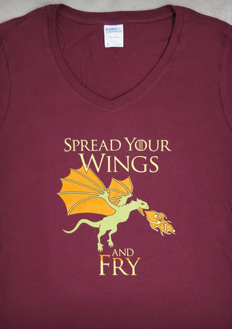 Dragon – Women's Maroon V-neck T-shirt