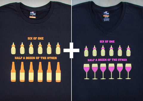 Daddy & Mommy Dozen Gift Set – Men's T-shirt + Women's V-neck T-shirt