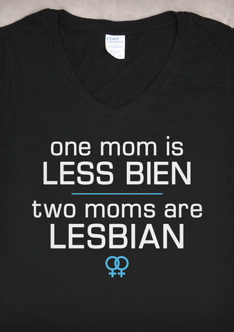 Two Moms – Women's Black V-neck T-shirt
