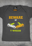 Beware of T-wrecks – Baby Charcoal Gray Onepiece & T-shirt