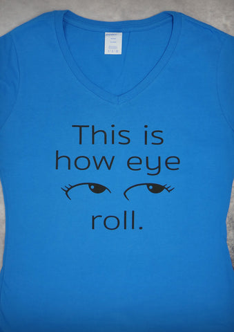 Eye Roll – Women's Saphire Blue V-neck T-shirt