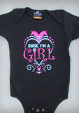 Dude, I'm A Girl  – Baby Girl Black Onepiece & T-shirt