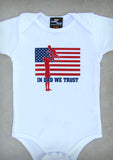In Dad We Trust (with Boy) – Baby White Onepiece & T-shirt