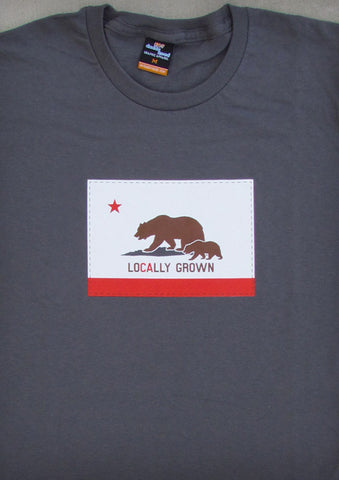 Locally Grown – California Women's Charcoal Gray & Lime Green Crew Neck T-shirt