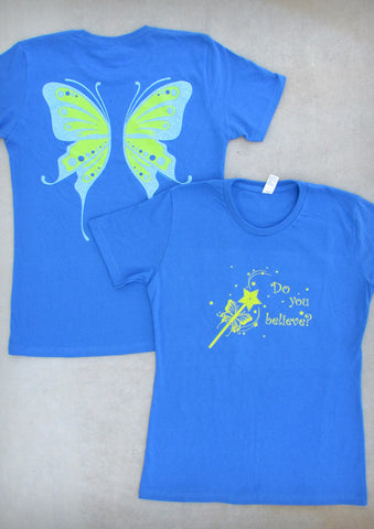 Fairy Wings – Women's Royal Blue Crew Neck T-shirt