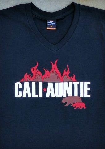 CaliAuntie – California Women's Auntie Black V-neck T-shirt