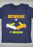 Beware of T-wrecks – Youth Boy Charcoal Gray & Navy Blue T-shirt