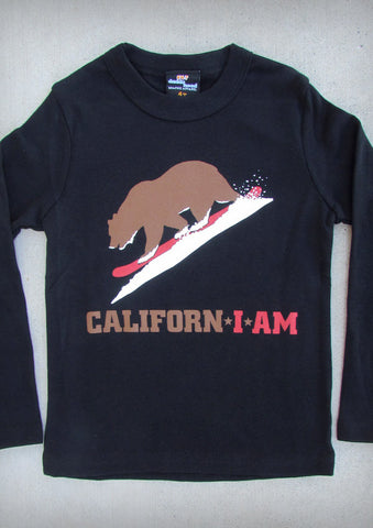Californ I Am (Snowboarder) – California Youth Boy Black Long Sleeve T-shirt