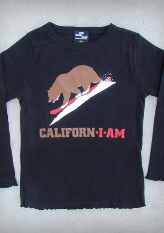 Californ I Am (Snowboarder) – California Youth Girl Black Long Sleeve T-shirt