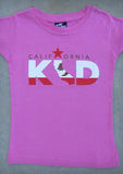 California Kid – Youth Girl Coral Pink & Black V-neck and Raspberry Crew Neck T-shirt