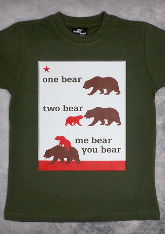 One Bear Two Bear – California Youth Olive Green T-shirt