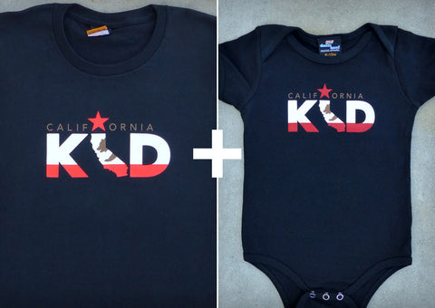 California Kid Gift Set – California Men's T-shirt + Baby Onepiece/T-shirt
