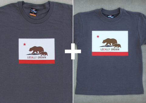 Locally Grown Charcoal Gift Set – California Men's T-shirt + Youth Boy T-shirt