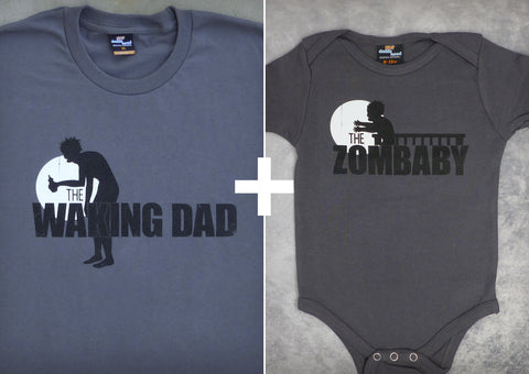 The Waking Dad and Zombaby Gift Set – Men's T-shirt + Baby Onepiece/T-shirt